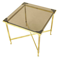 Brass End Table With Smoked Glass Top