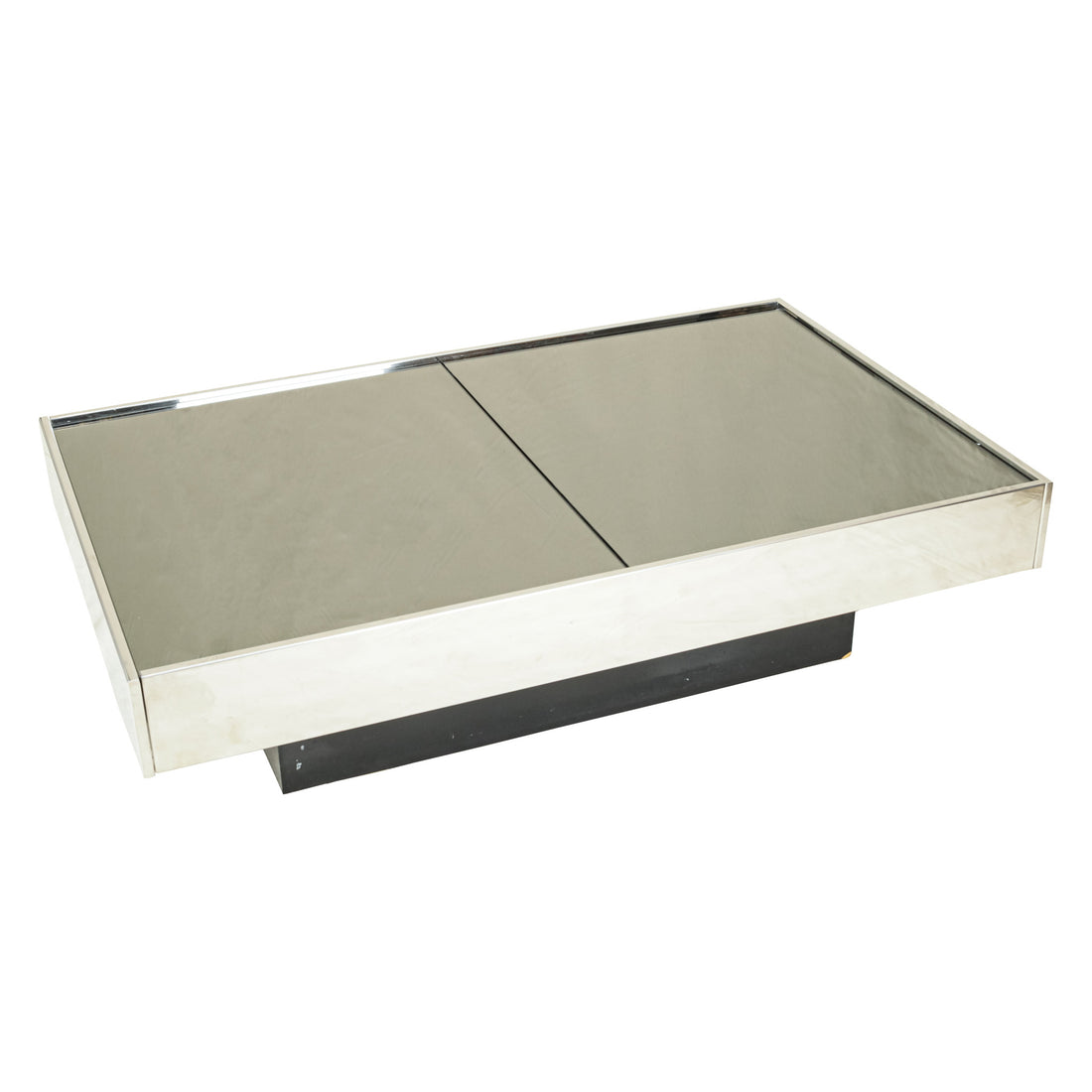 Chrome Coffee Table And Bar With Mirrored Glass