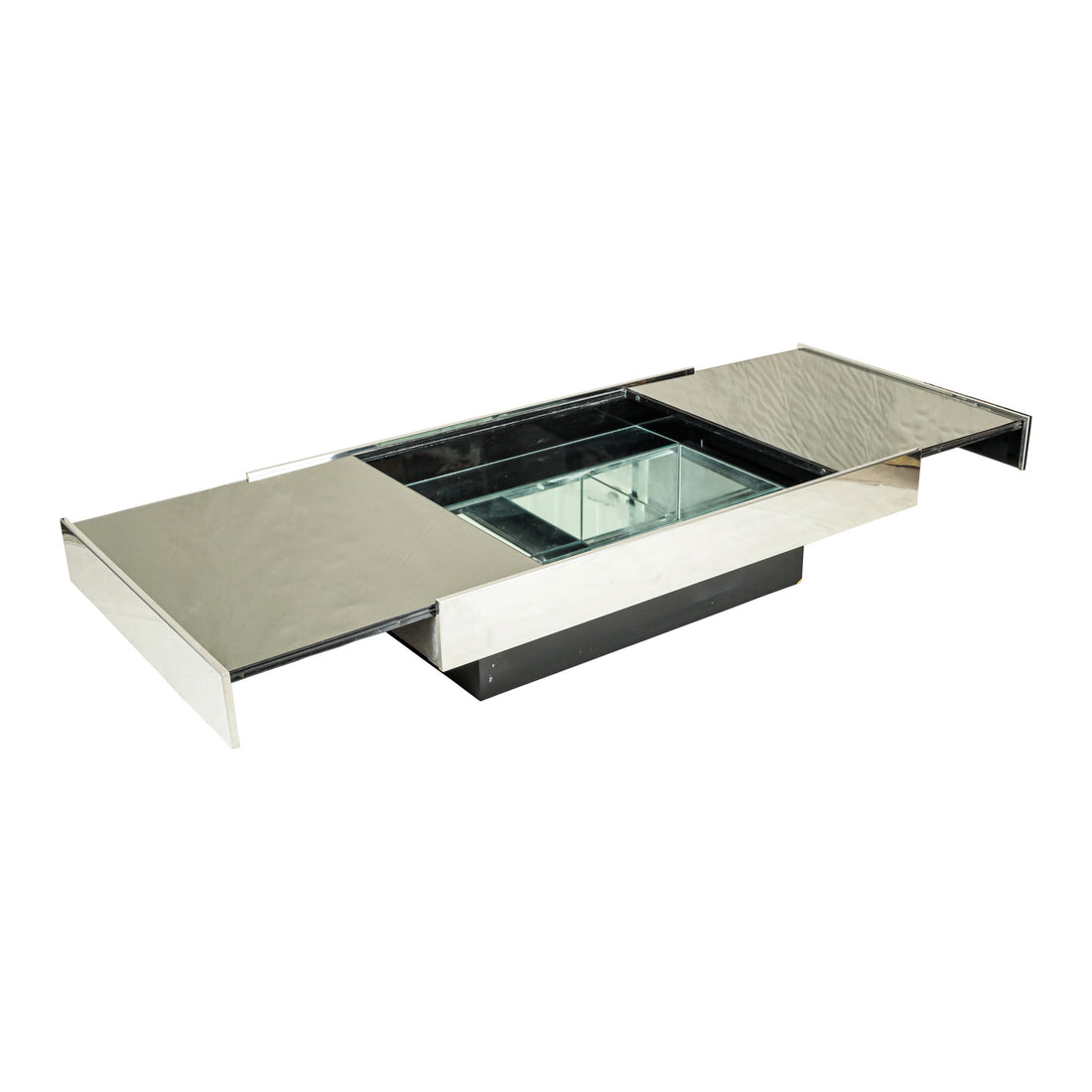 Chrome Coffee Table And Bar With Mirrored Glass
