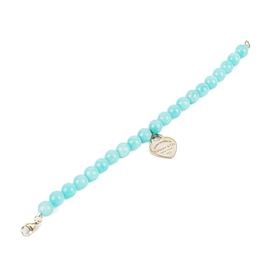 TIFFANY & CO Return to Tiffany Sterling Amazonite Bead Bracelet 8mm