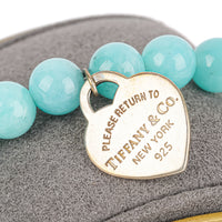 TIFFANY & CO Return to Tiffany Sterling Amazonite Bead Bracelet 8mm