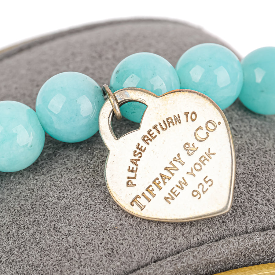 TIFFANY & CO Return to Tiffany Sterling Amazonite Bead Bracelet 8mm