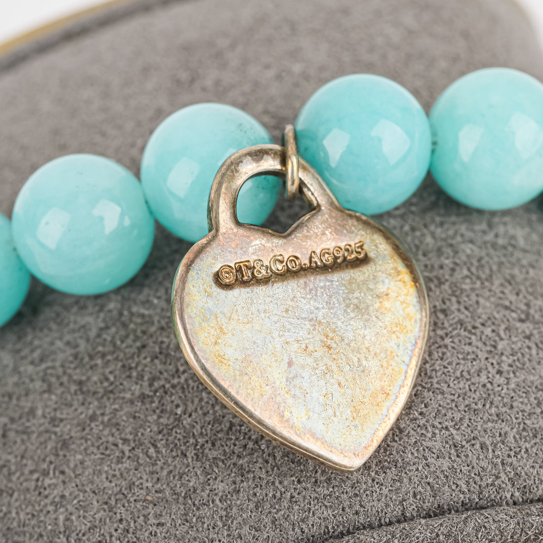 TIFFANY & CO Return to Tiffany Sterling Amazonite Bead Bracelet 8mm