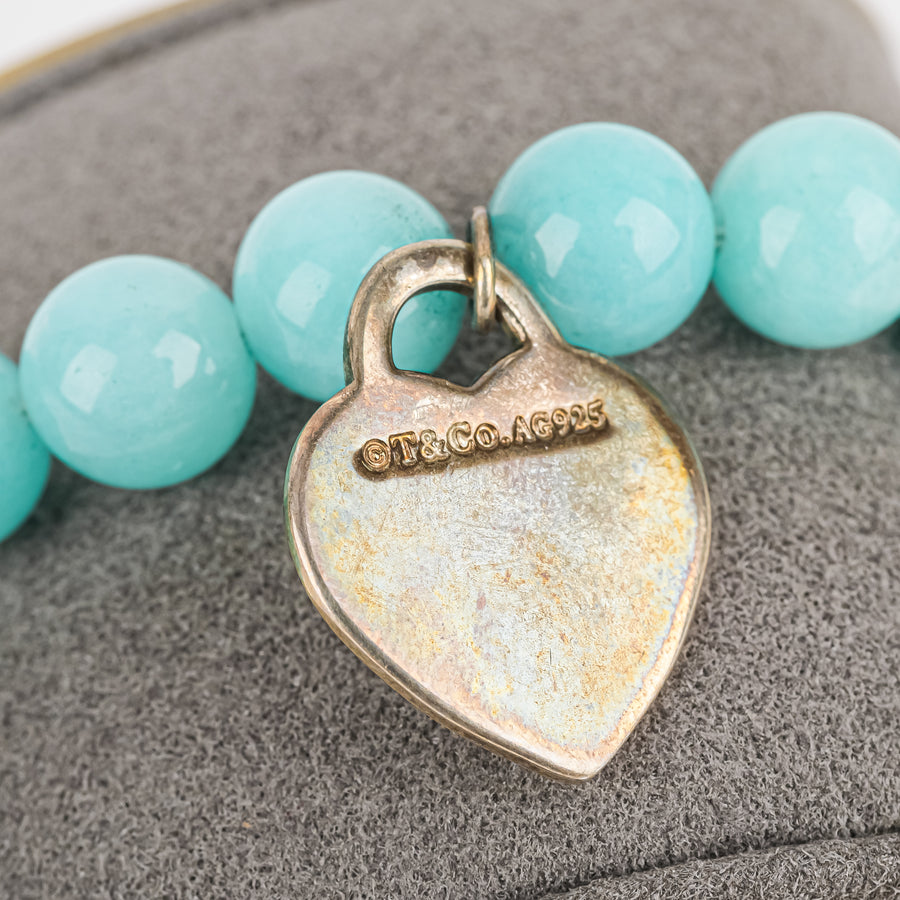 TIFFANY & CO Return to Tiffany Sterling Amazonite Bead Bracelet 8mm