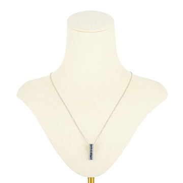 EFFY 14K White Gold Square Sapphire Diamond Pendant Necklace