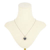 18K & 14K White Gold Black White Diamond Heart Pendant Necklace