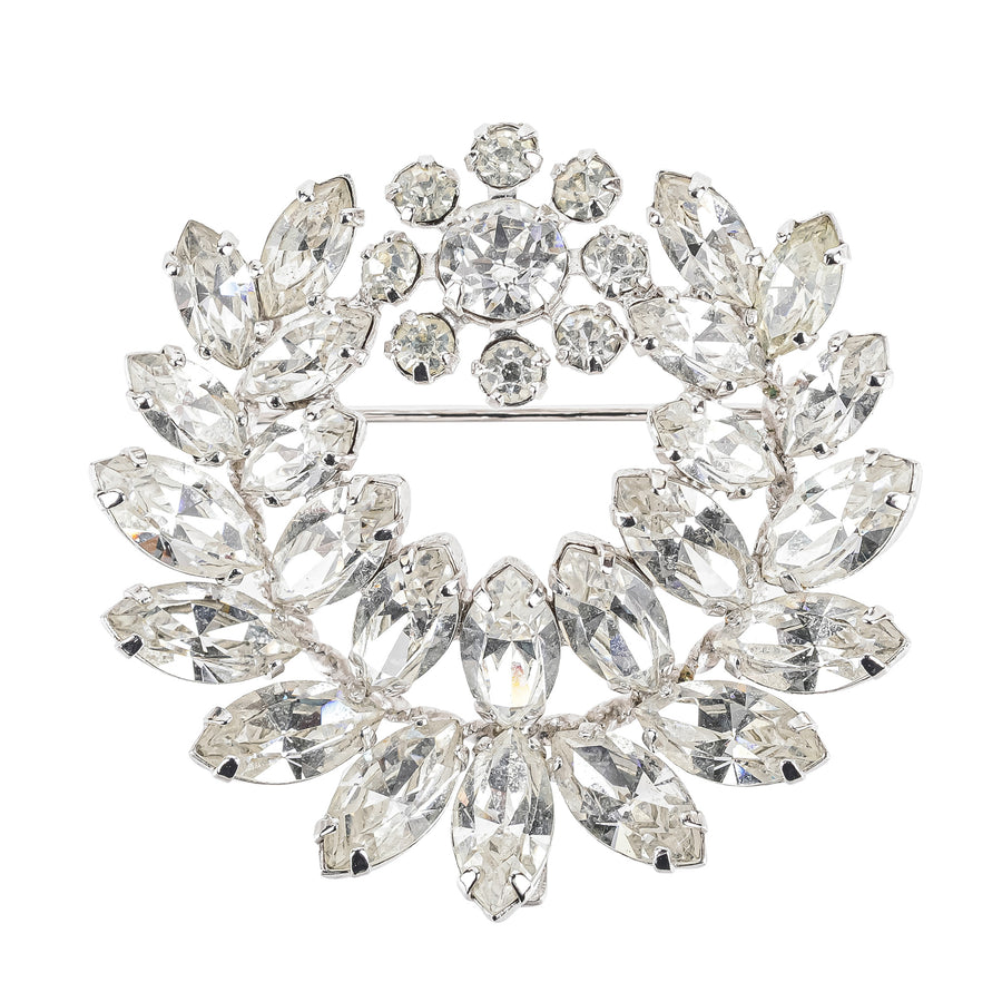 SHERMAN Brooch - Clear Rhinestone Wreath