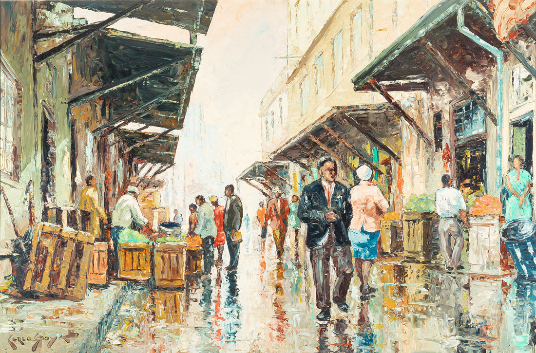 Carlo Sdoya (S African 1914-1996) Market Street Scene