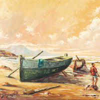 Carlo Sdoya (S African 1914-1996) Shoreline w/Boats And Fisherman