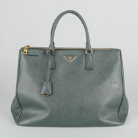 PRADA Large Galleria Saffiano Green Leather Handbag