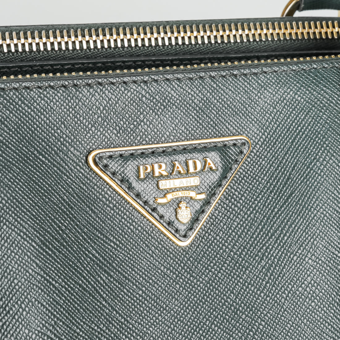 PRADA Large Galleria Saffiano Green Leather Handbag