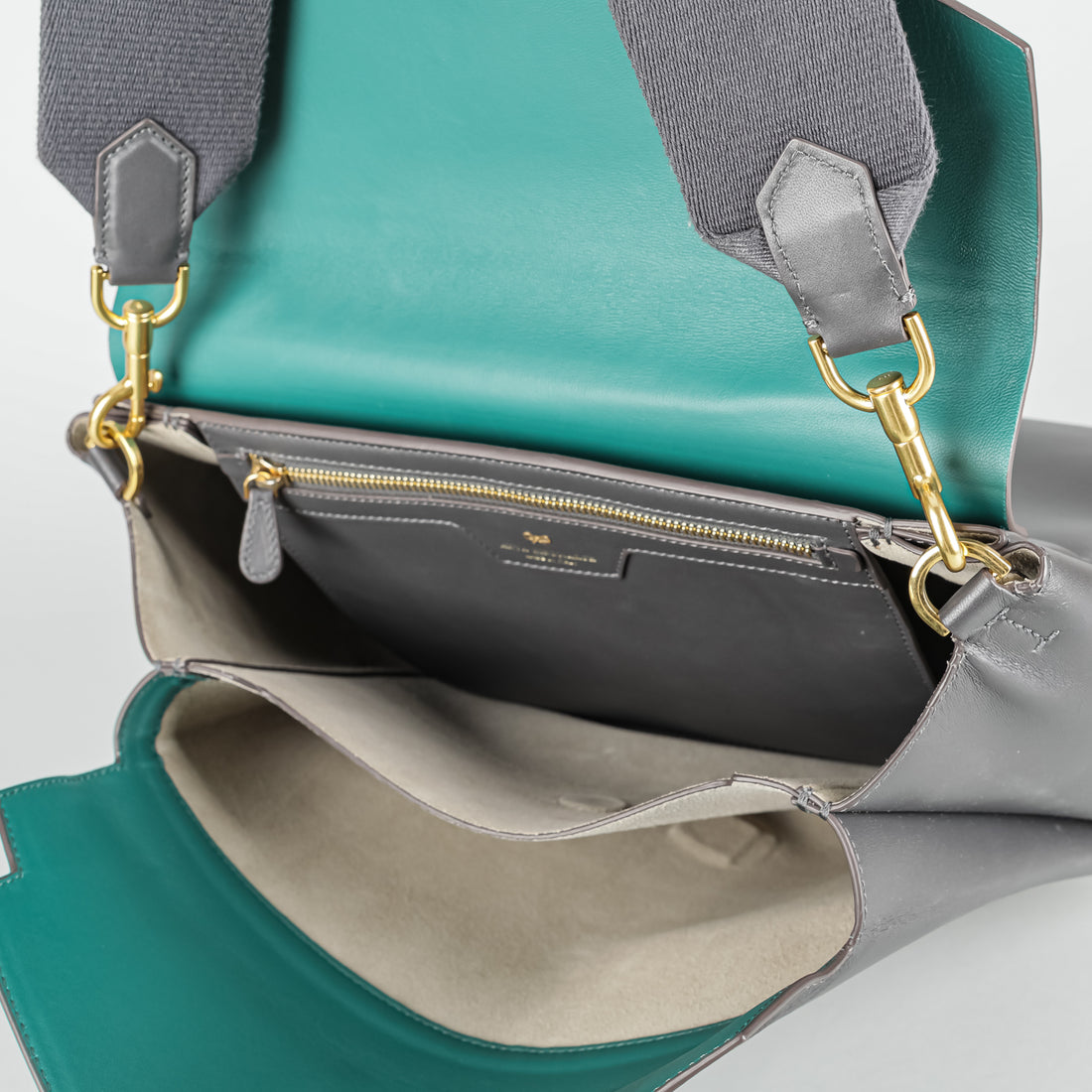 ANYA HINDMARCH 2016 Bathurst Space Invader Two-Way Gray Bag