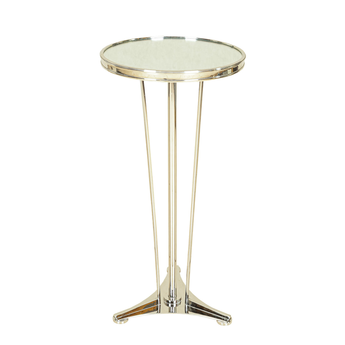 GLOBAL VIEWS French Moderne Chrome End Table w/Mirrored Top