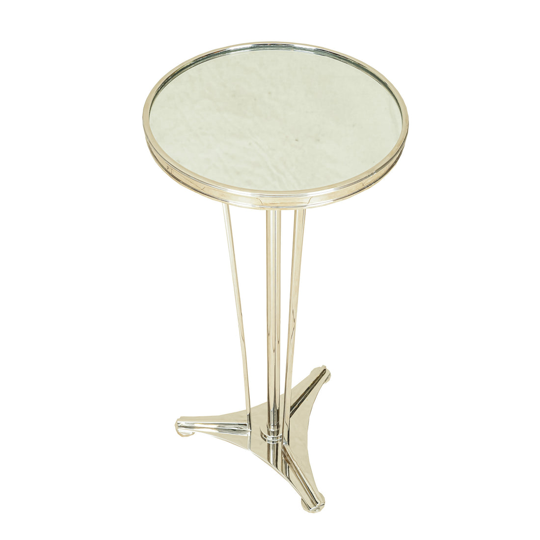 GLOBAL VIEWS French Moderne Chrome End Table w/Mirrored Top