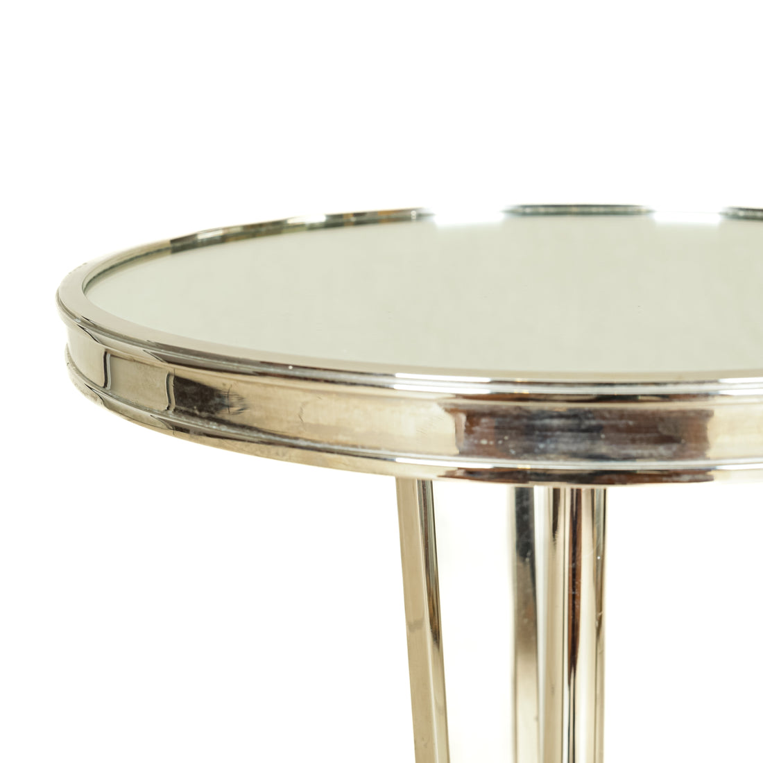 GLOBAL VIEWS French Moderne Chrome End Table w/Mirrored Top
