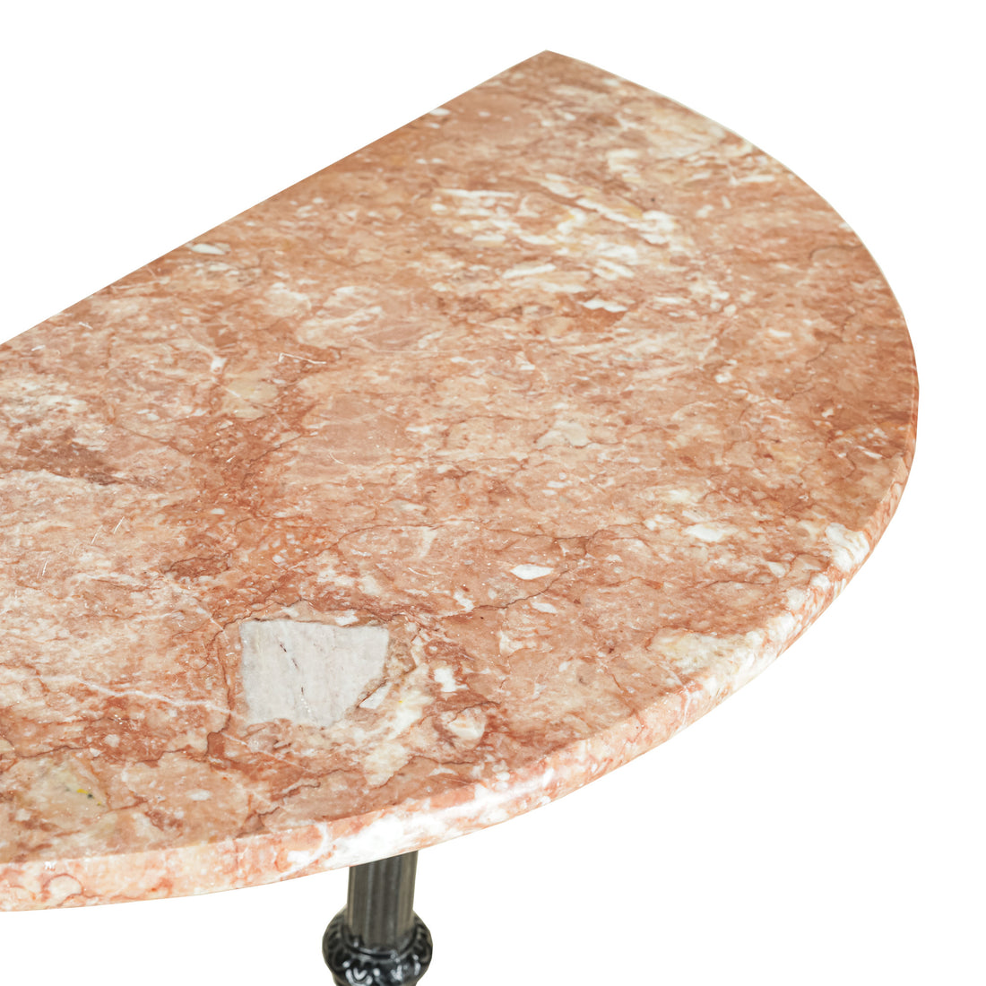 Cast Iron Cafe Table Base w/Stone Demilune Top