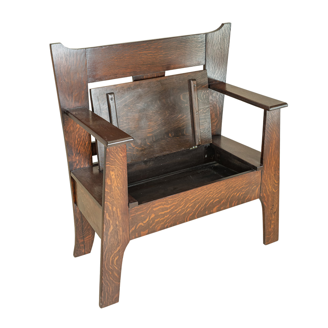 Vintage Arts & Crafts Style Oak Deacons Bench
