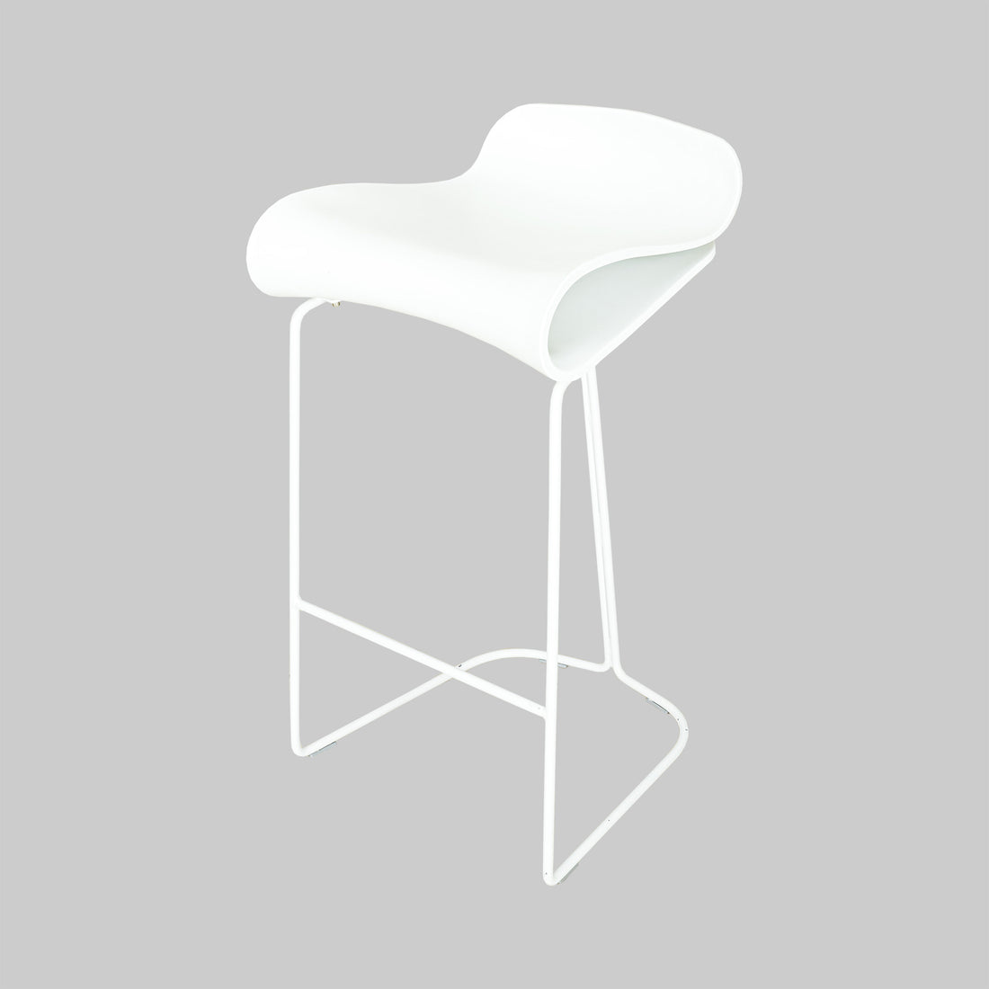 White Modern Composite & Chrome Bar Stools Set of 4