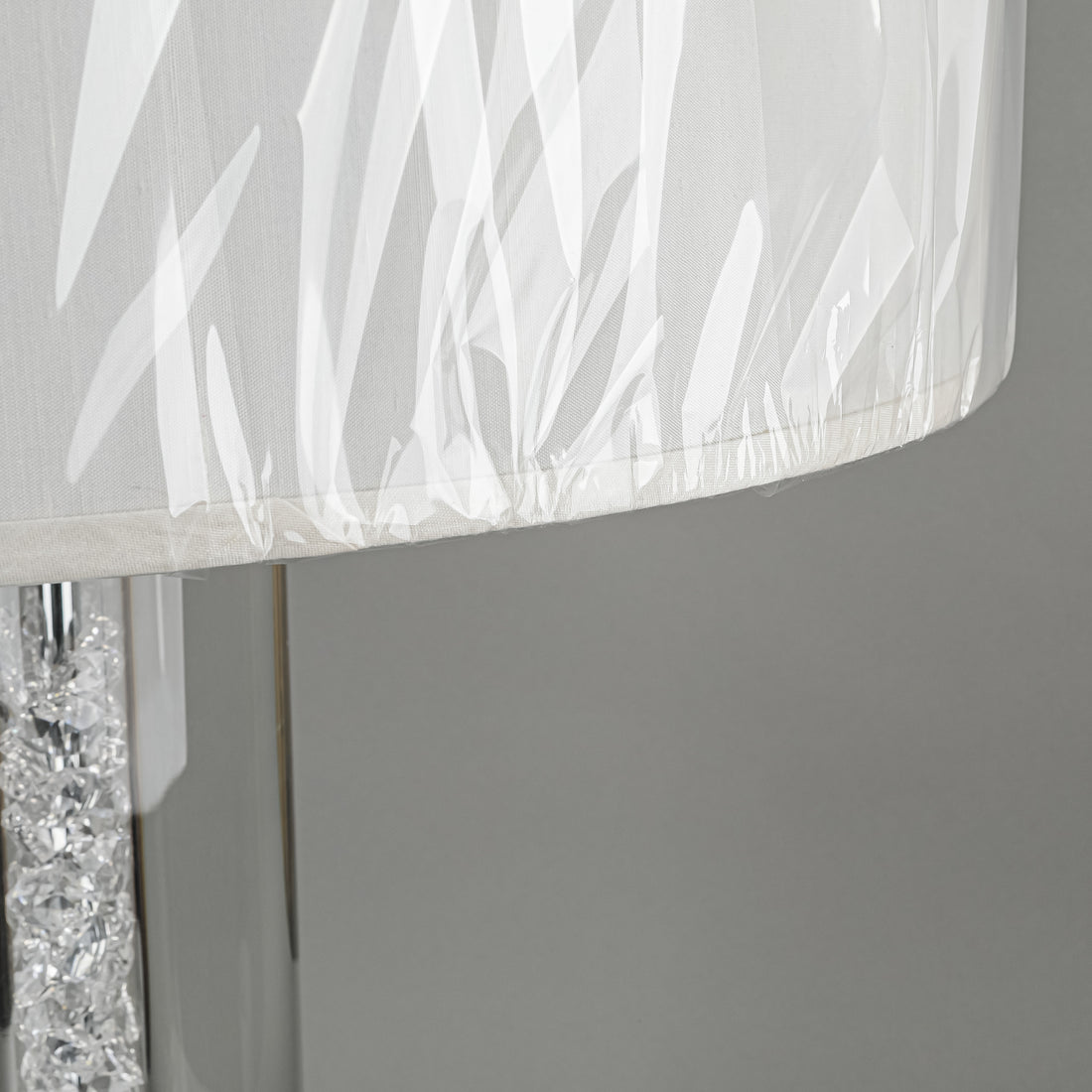 Clear Crystal-Filled Cylinder Crystal Lamps With Shades - Set Of 2