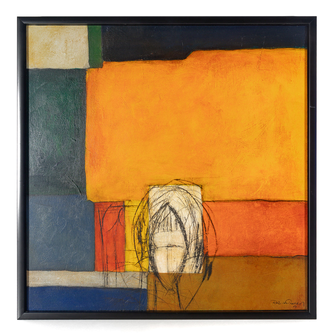 Rez Raven (Persian 1962) Abstract-Mixesd Media On Canvas