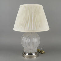 Cut Crystal Sphere Lamp on Chrome Base With Shade