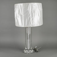 Clear Crystal-Filled Cylinder Crystal Lamps With Shades - Set Of 2