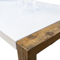 White Lacquer Table With Pine Legs