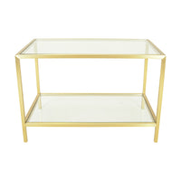 Brushed Brass Finish End Table W/Glass Top