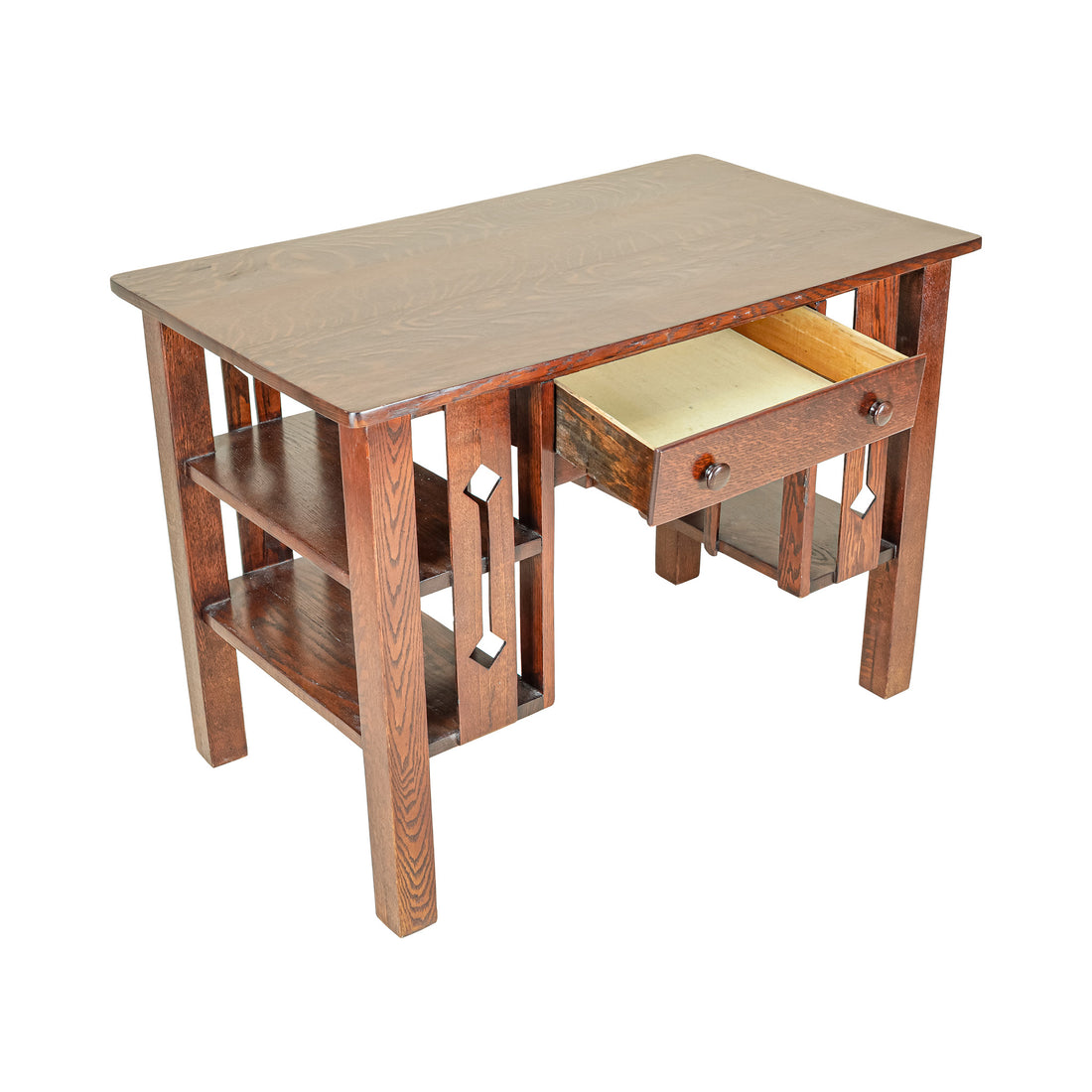 Vintage Oak Arts & Crafts Style Library Desk