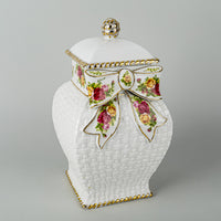 ROYAL ALBERT Old Country Roses Basketweave Lidded Cookie Jar