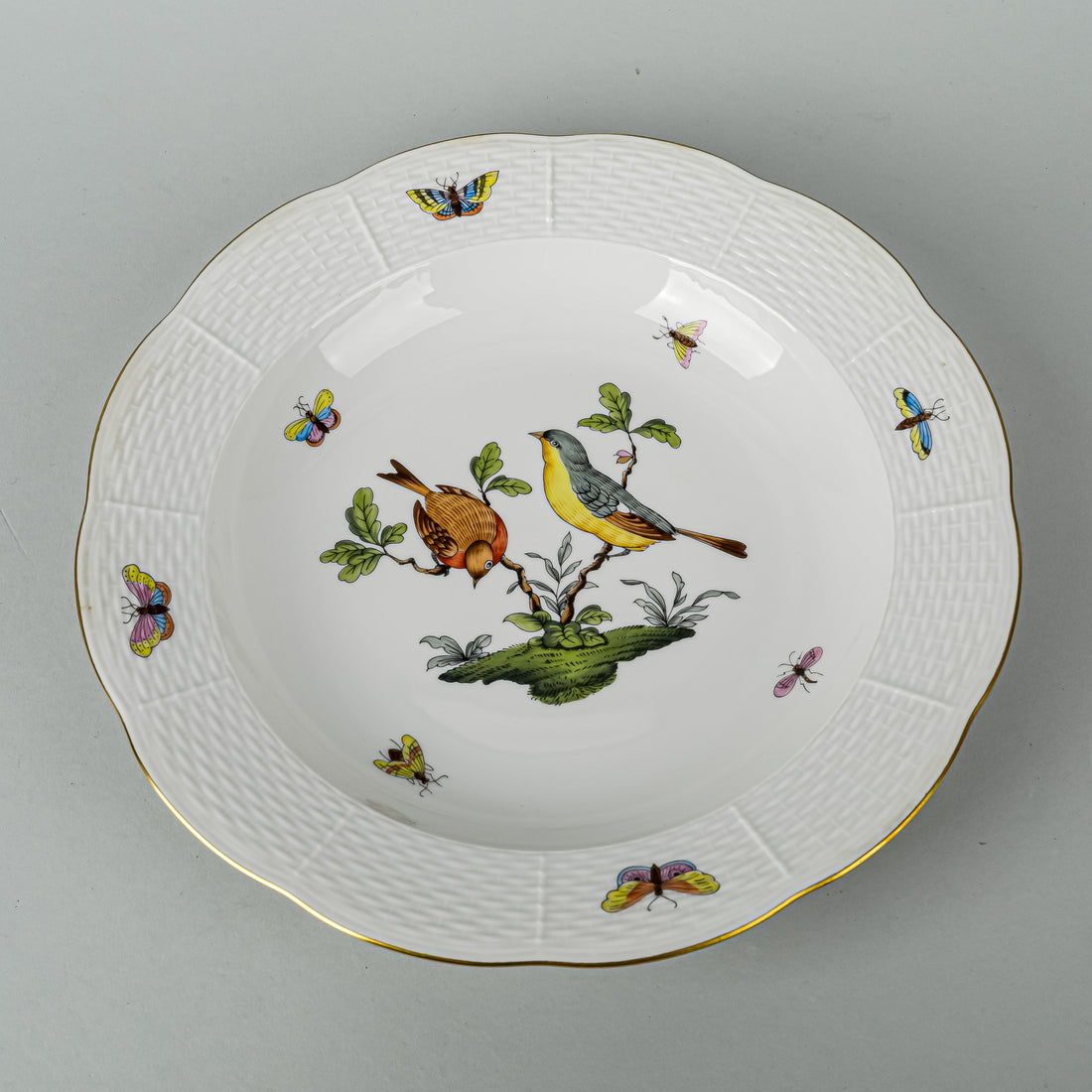 HEREND Rothchild Bird Soup Plates 503 Set Of 8