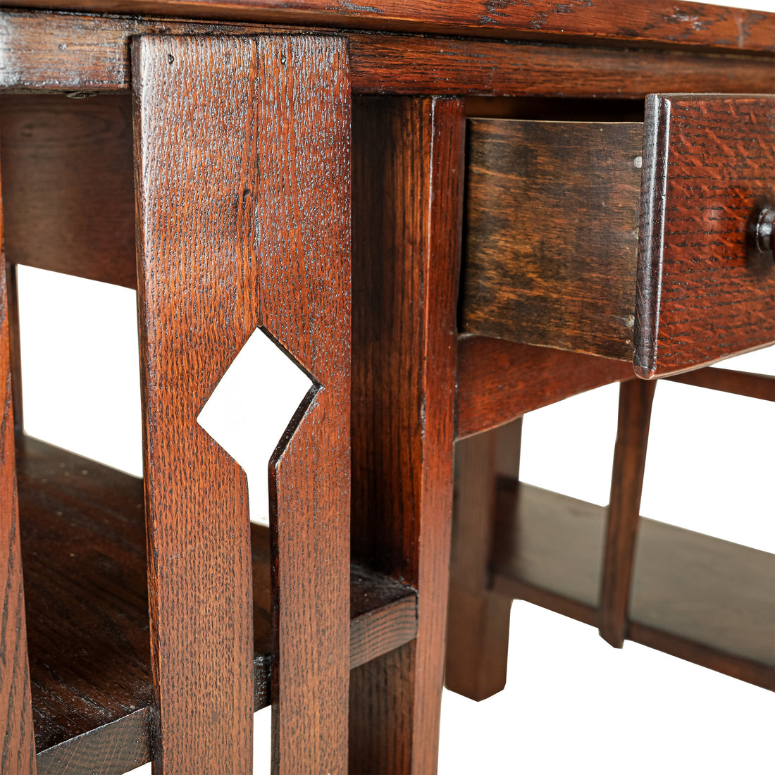 Vintage Oak Arts & Crafts Style Library Desk