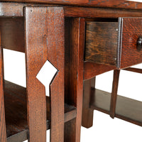 Vintage Oak Arts & Crafts Style Library Desk