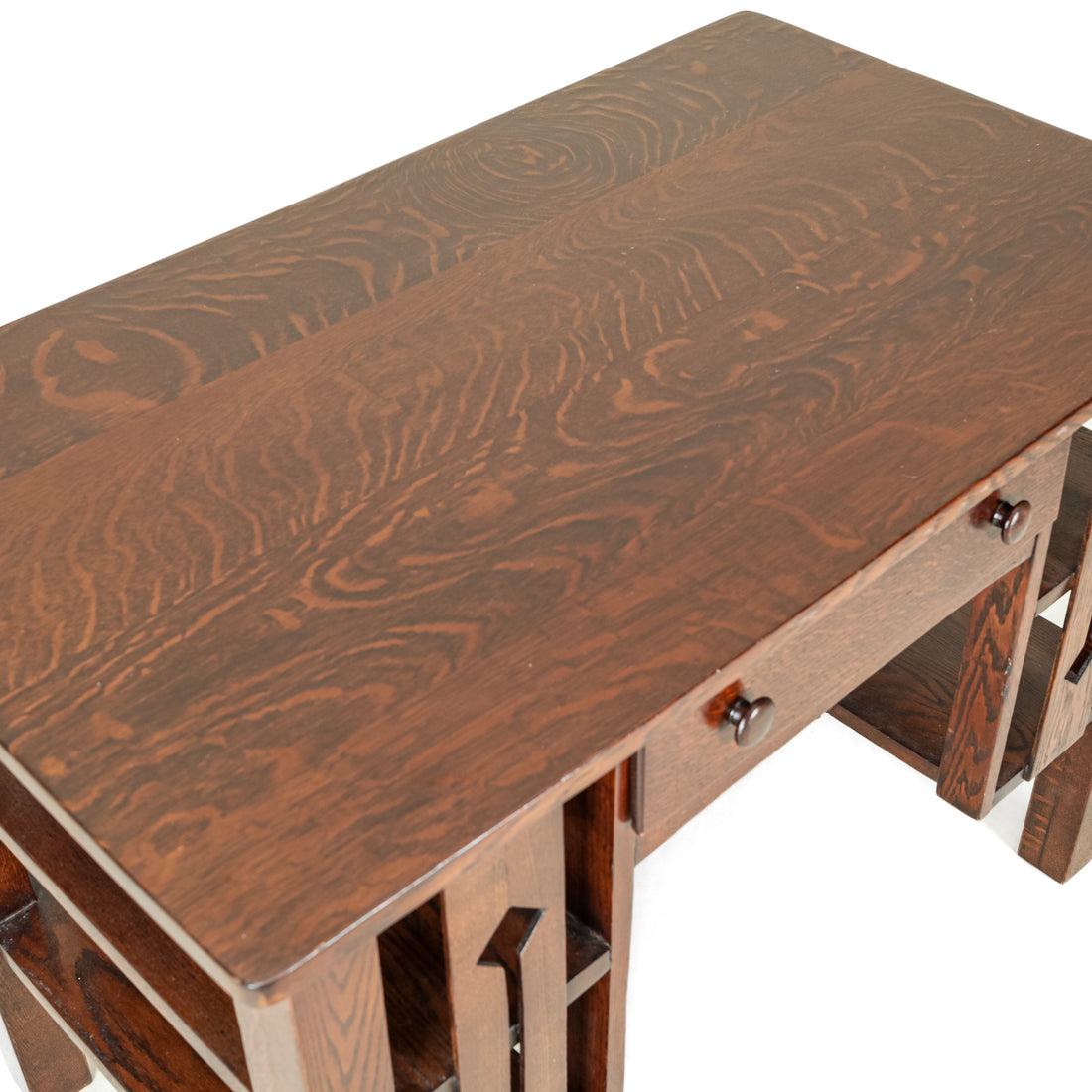 Vintage Oak Arts & Crafts Style Library Desk