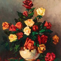 C. Laskaris Still Life With Roses Oil On Canvas