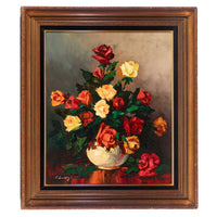 C. Laskaris Still Life With Roses Oil On Canvas