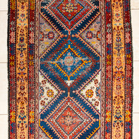 Antique Hand Knotted Wool Kurdish Style Runner