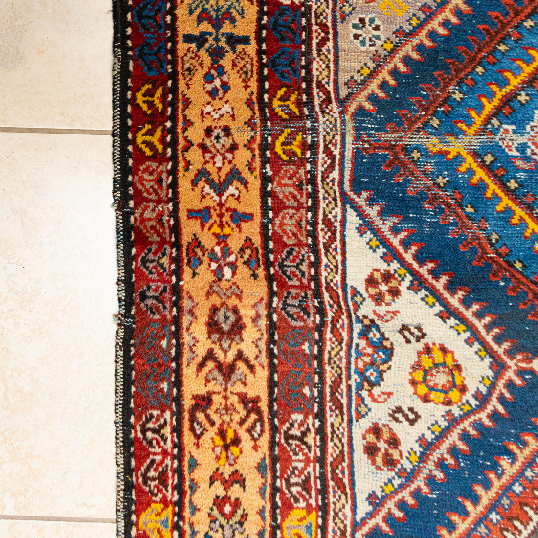 Antique Hand Knotted Wool Kurdish Style Runner