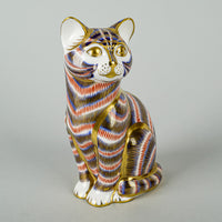 ROYAL CROWN DERBY Paperweight Sitting Cat - Ceramic Stopper