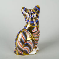 ROYAL CROWN DERBY Paperweight Sitting Cat - Ceramic Stopper