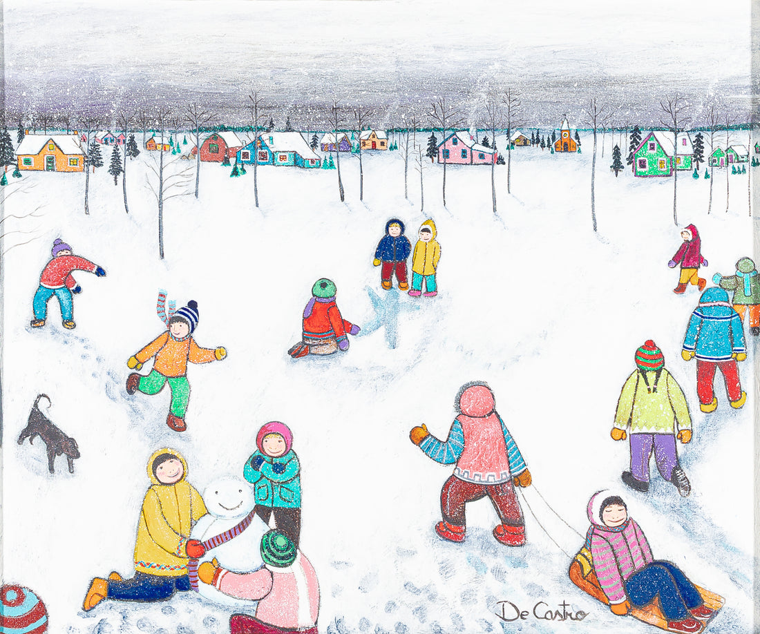 Alberto De Castro (Canadian 1952-1995) Winter Scene With Children