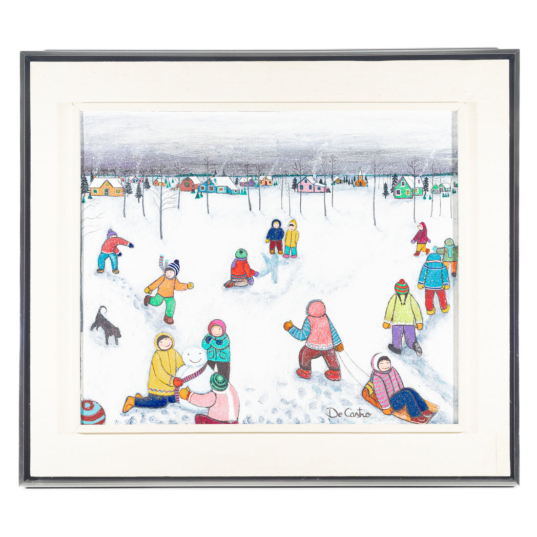 Alberto De Castro (Canadian 1952-1995) Winter Scene With Children
