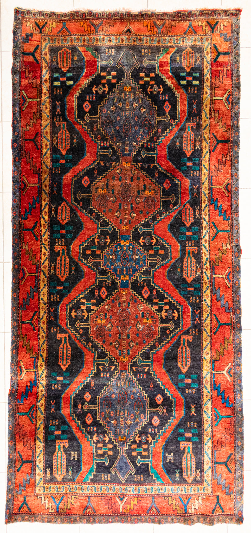 Hand Knotted Wool Kurdish Persian Rug        129"x57"