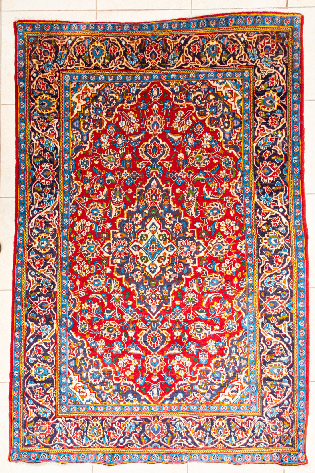 Hand Knotted Wool Kashan Style Persian Rug 84"x55"