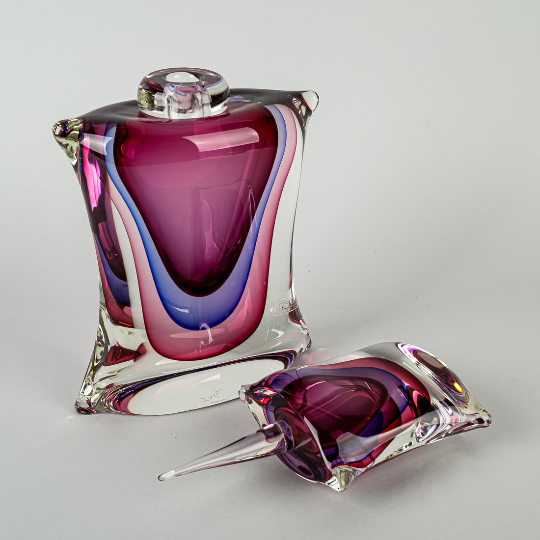 OGGETTI Luigi Onesto Sommerso Art Glass Perfume Bottle & Stopper