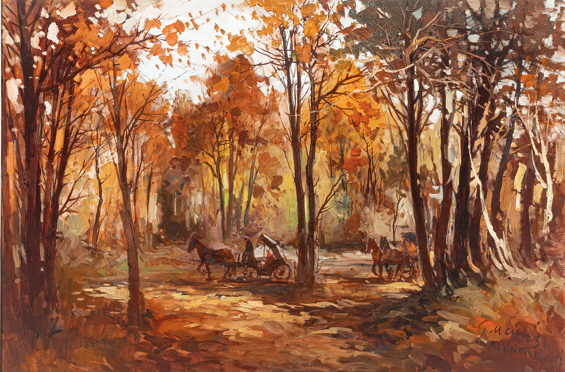 Geza Gordon Marich (Canadian 1913-1985) "Autumn Caleche Ride On Mount Royal"