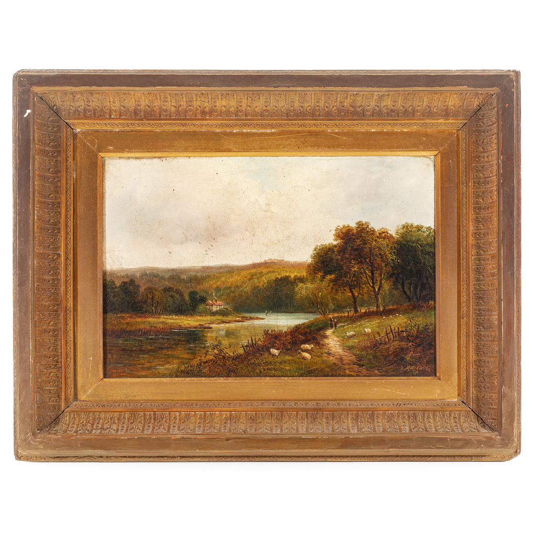 Martin M. Jacobi (British 19th C) Landscape w/Sheep & Figs