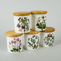 PORTMEIRION Botanic Garden Spice Jars Set of 6 Wooden Lids