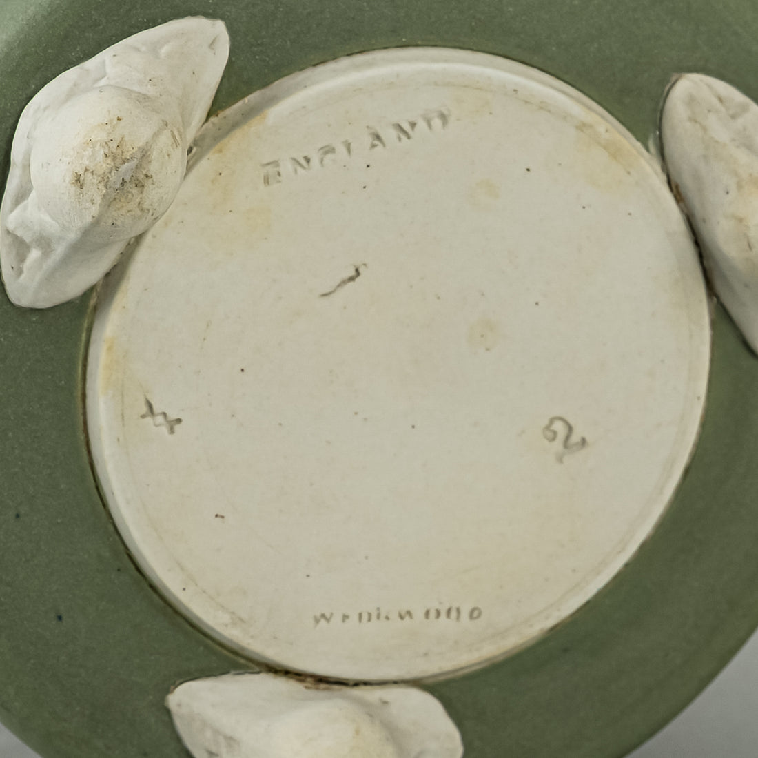WEDGWOOD White On Green Jasperware Footed Cachepot