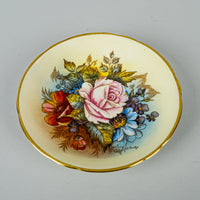 AYNSLEY Cup & Saucer JA Bailey Cabbage Rose Floral, Cream